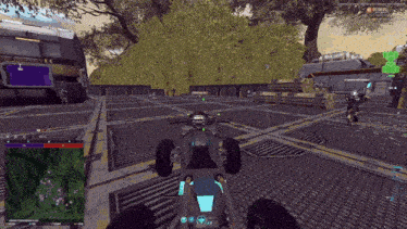 a screenshot of a video game shows a motorcycle in the foreground and a map in the background