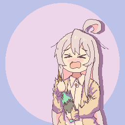 a pixel art drawing of a girl with long white hair