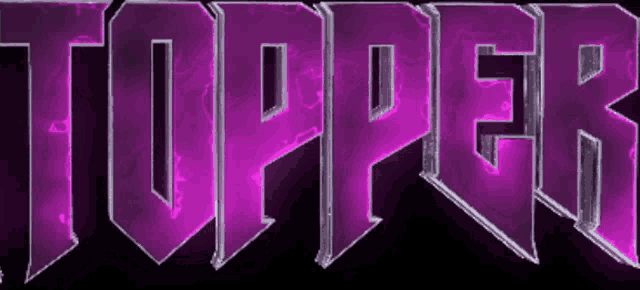 the word topper is displayed in purple letters