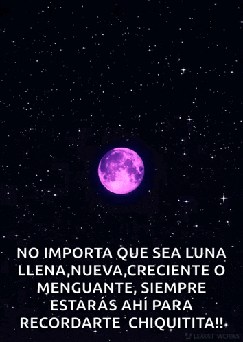 a purple full moon in the night sky with a quote
