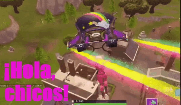 an aerial view of a video game with the words hola chicos on the bottom