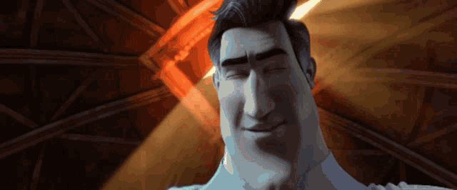 a close up of a man 's face with a beam of light shining on it