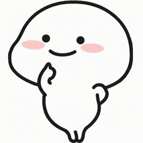 a cartoon drawing of a ghost with a smiling face and a hand on its chin .