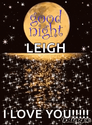 a good night leigh i love you greeting card with a full moon