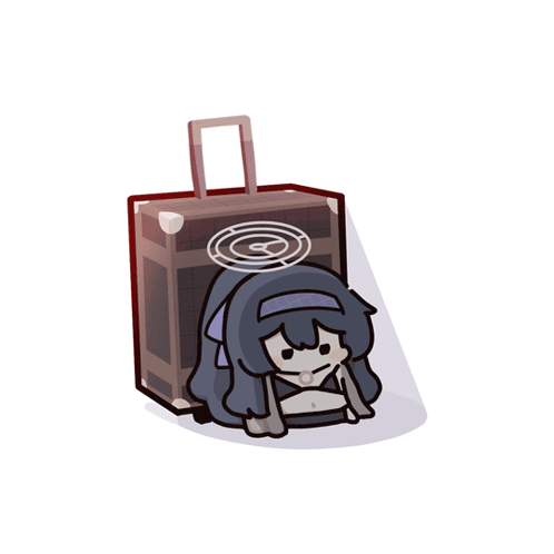 a cartoon drawing of a girl sitting inside of a suitcase