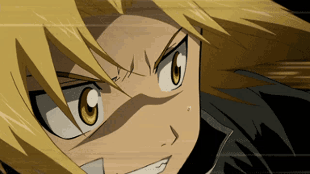 a close up of a cartoon character 's face with a yellow eye
