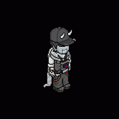 a pixel art drawing of an astronaut floating through space