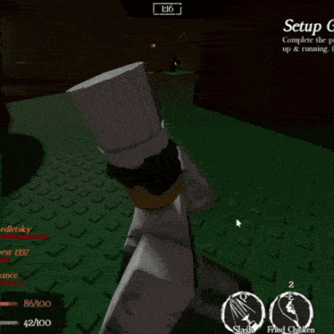 a screenshot of a video game that says setup on the top