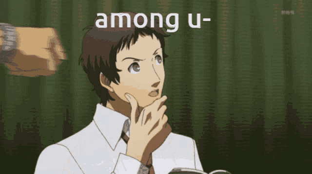 among u is written on a man 's face in a cartoon