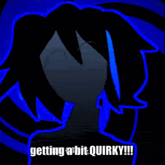 a drawing of a person with the words getting abit quirky written below it