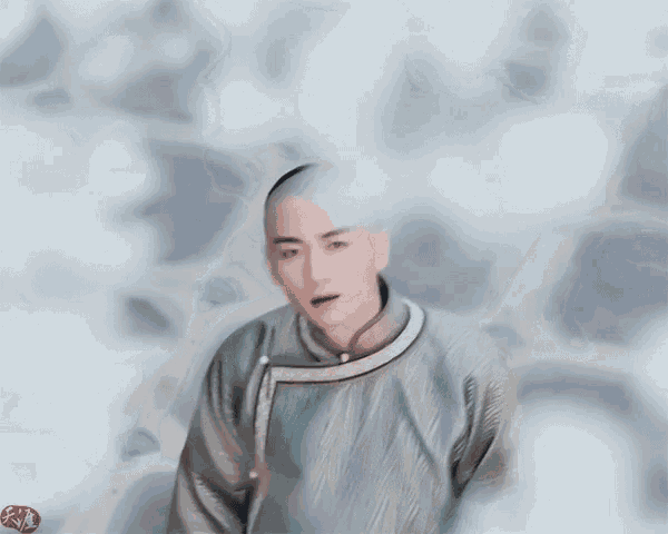 a painting of a man with chinese writing on the bottom right corner