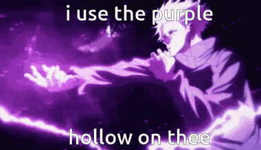 a man in a purple jacket is holding a purple object in his hand .