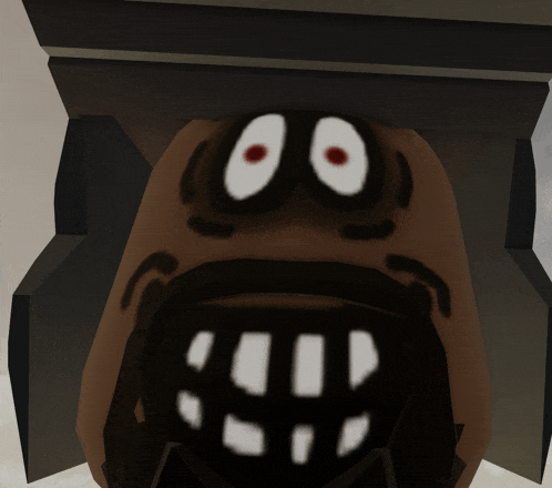 a close up of a cartoon character 's face with big eyes and teeth