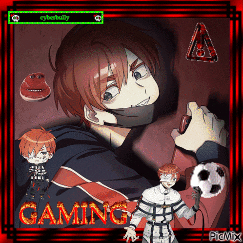 a picture of a boy holding a soccer ball with the word gaming written on it
