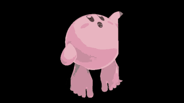 a pink cartoon character with a surprised expression on his face