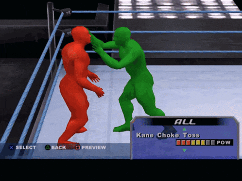 a video game with kane choke toss being displayed on the screen