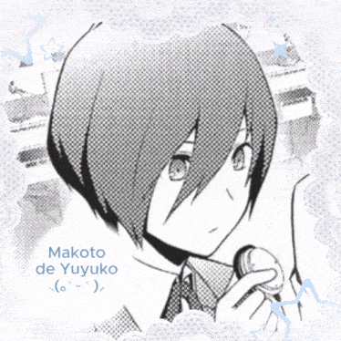 a drawing of a boy with the name makoto de yuyuko