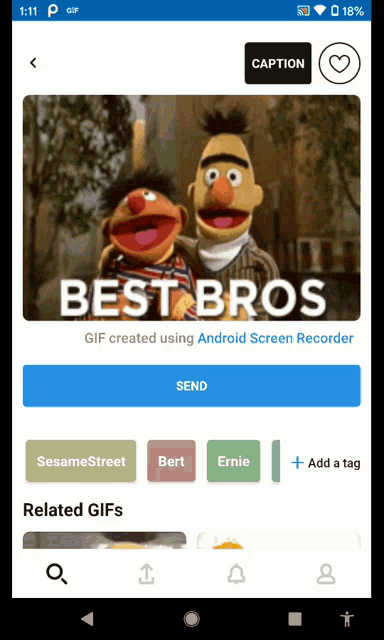 a screenshot of a sesame street app with bert and ernie on it
