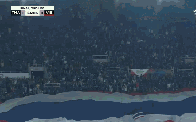 a soccer field with mitsubishi electric advertisements