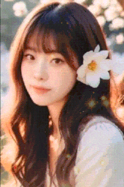 a young woman with a flower in her hair