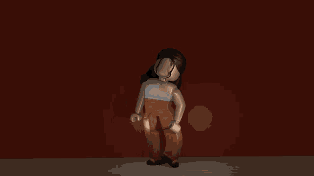 a cartoon character is jumping in the air in front of a red wall