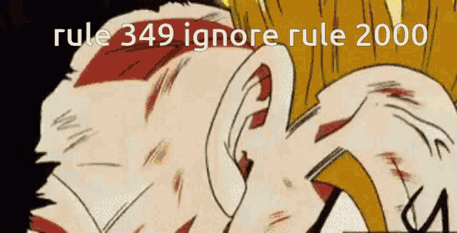 a cartoon of a man with rule 349 written on it