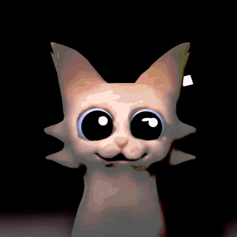 a cartoon drawing of a cat with big eyes and a mustache