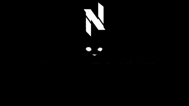 a black and white drawing of a face with a letter n on it