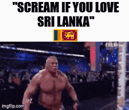 a picture of a muscular man with the words " scream if you love sri lanka "