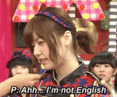 a girl says p ahh i 'm not english in front of a group of girls