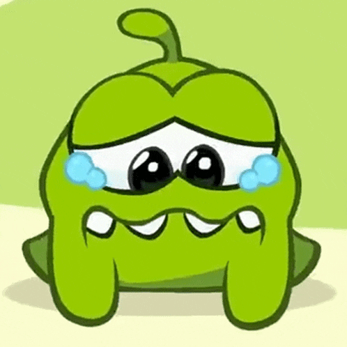 a cartoon character is crying with tears running down its face .