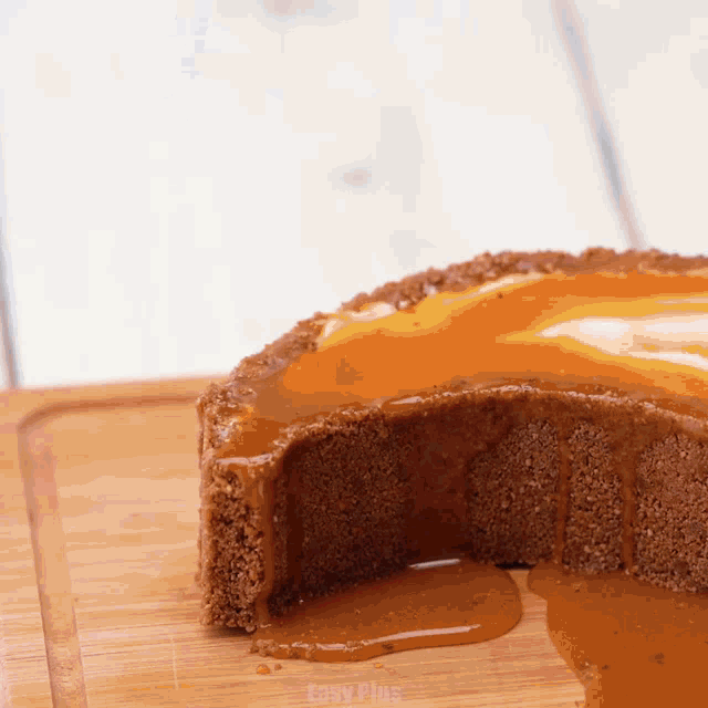 a cake with a slice taken out of it that says easy fore
