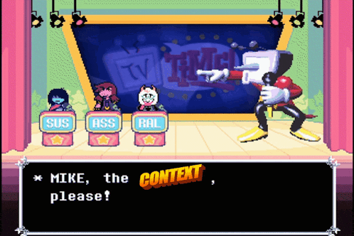 a video game scene where mike says please