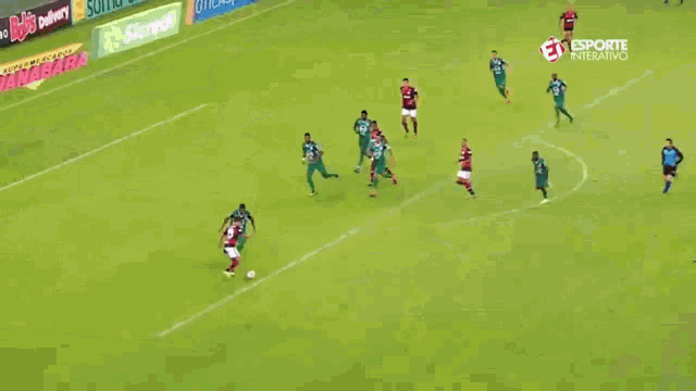 a soccer game is being played in a stadium with advertisements for imperio and urubuzada
