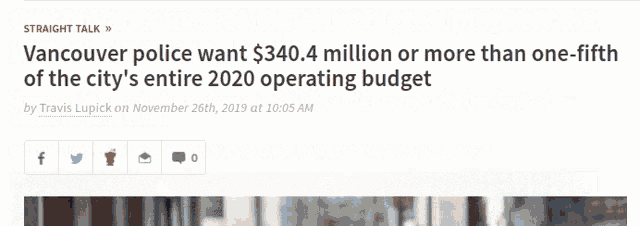 vancouver police want $ 340.4 million or more than one-fifteen of the city 's entire 2020 operating budget