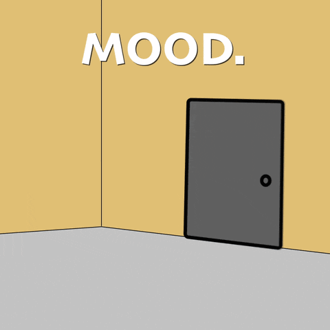 a cartoon of an astronaut laying in front of a door with the word mood above it
