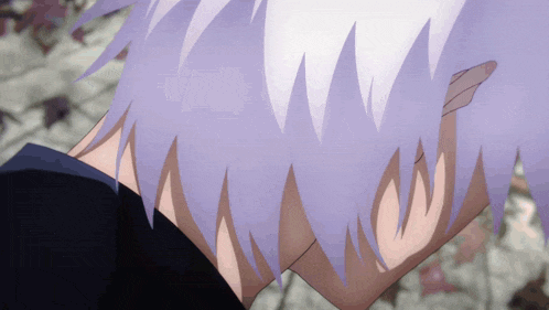 a close up of a person with white hair