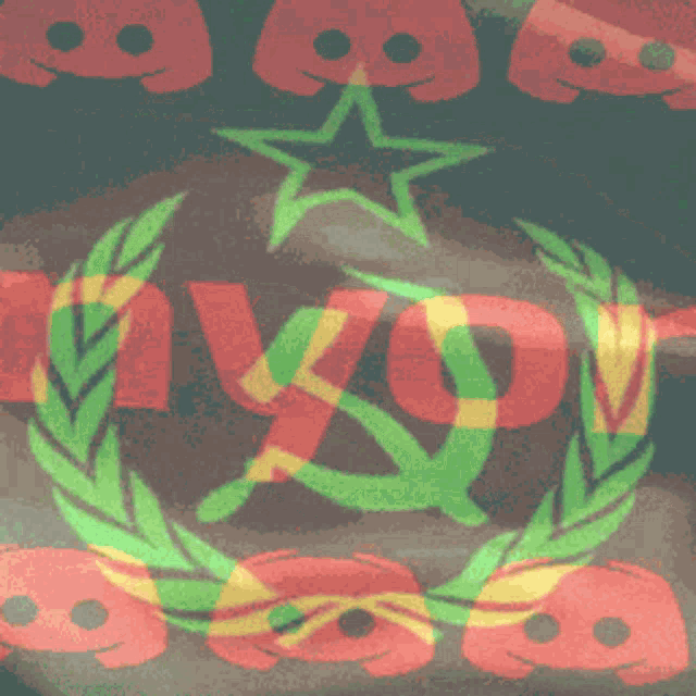 a drawing of a hammer and sickle with the word myo on the bottom
