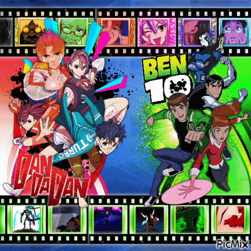 a poster for ben 10 with a bunch of characters