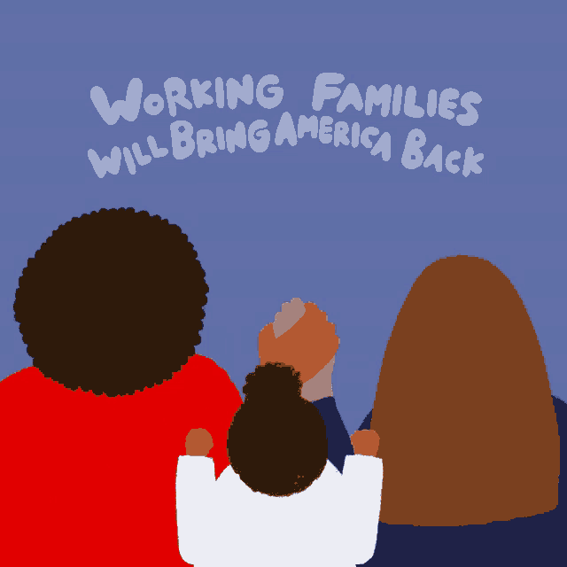 a group of people holding hands with the words working families will bring america back