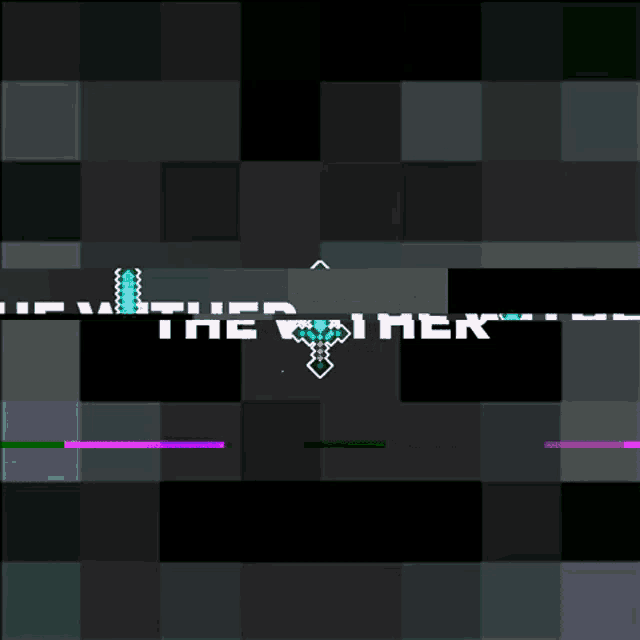 a pixel art of a diamond sword with the words " the wither " below it