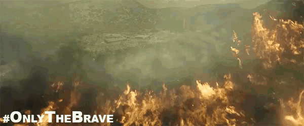 a picture of a fire with the hashtag only the brave on it