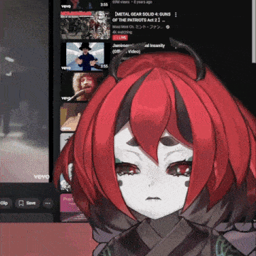 a girl with red hair is playing a video game called metal gear solid 4