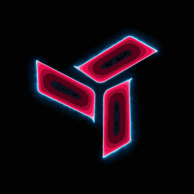 a neon sign that looks like a cube with a dark background