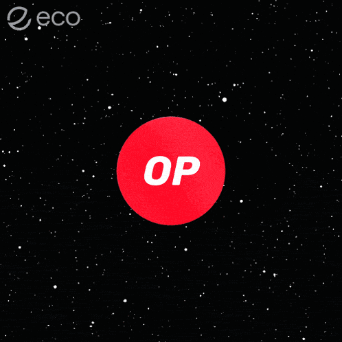 a red circle with the word op on it