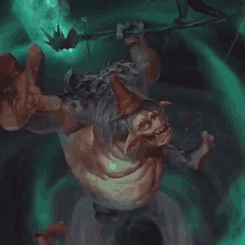 a painting of a creature with a cone on its head