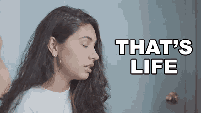 a woman says that 's life in front of a door