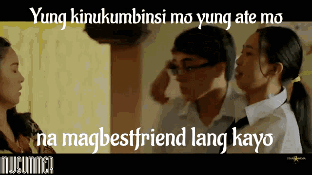 a poster that says yung kinukumbini mo yung ate mo na magbestfriend lang kayo