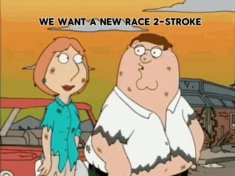 a cartoon of peter griffin and lois griffin standing next to each other .