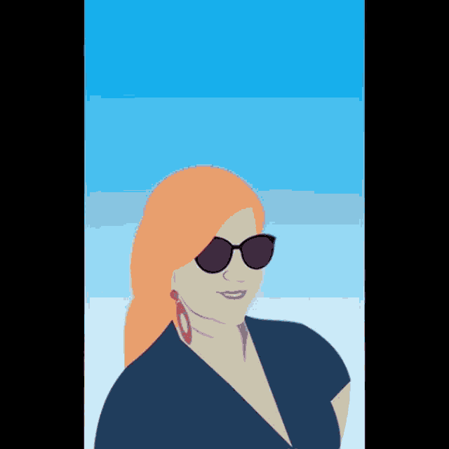 an illustration of a woman wearing sunglasses and earrings